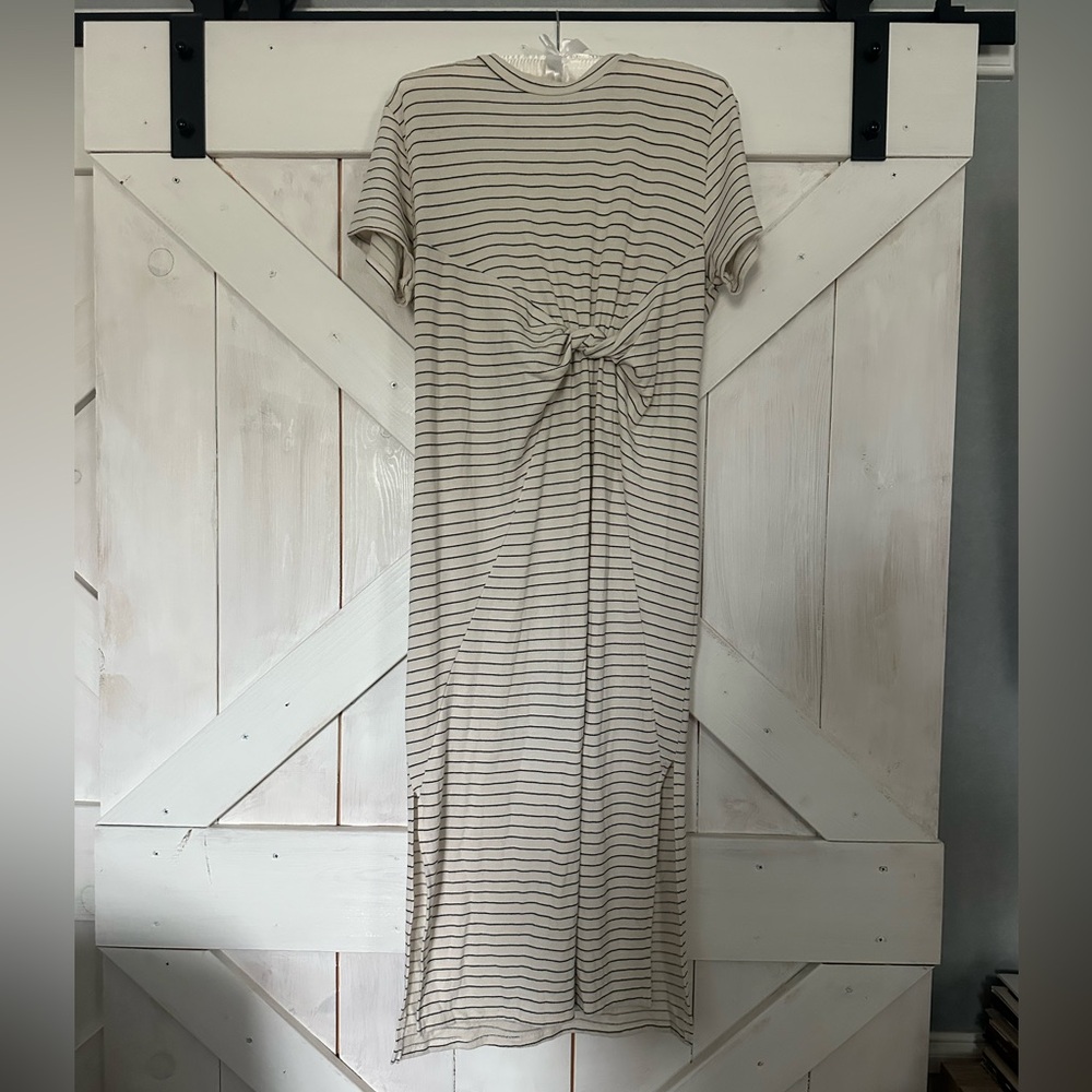 By Together Cream and Black Striped Midi Dress